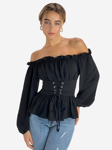 Elara Bluse in Schwarz: Vorderseite