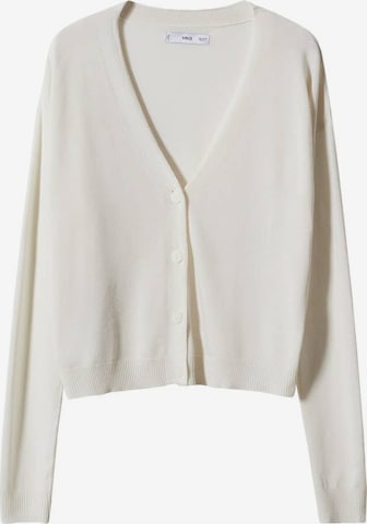 MANGO Knit Cardigan in White: front