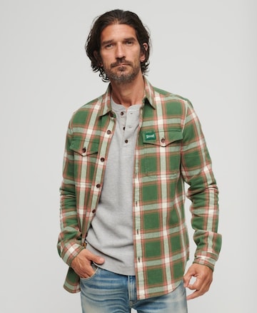 Superdry Regular fit Button Up Shirt in Green: front