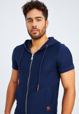 Leif Nelson Zip-Up Hoodie in Blue