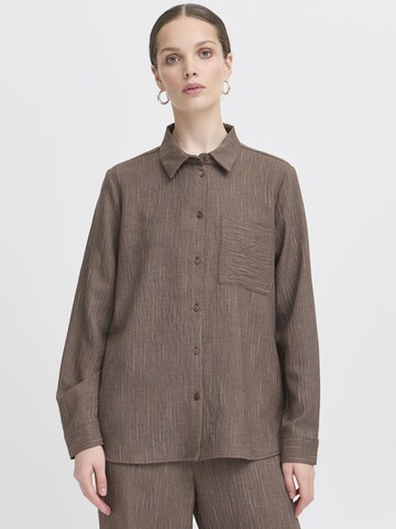 ICHI - Blusa ' REMI ' en marrón: frente