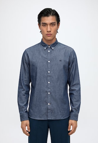 Coupe regular Chemise 'Mill' Kronstadt en bleu : devant