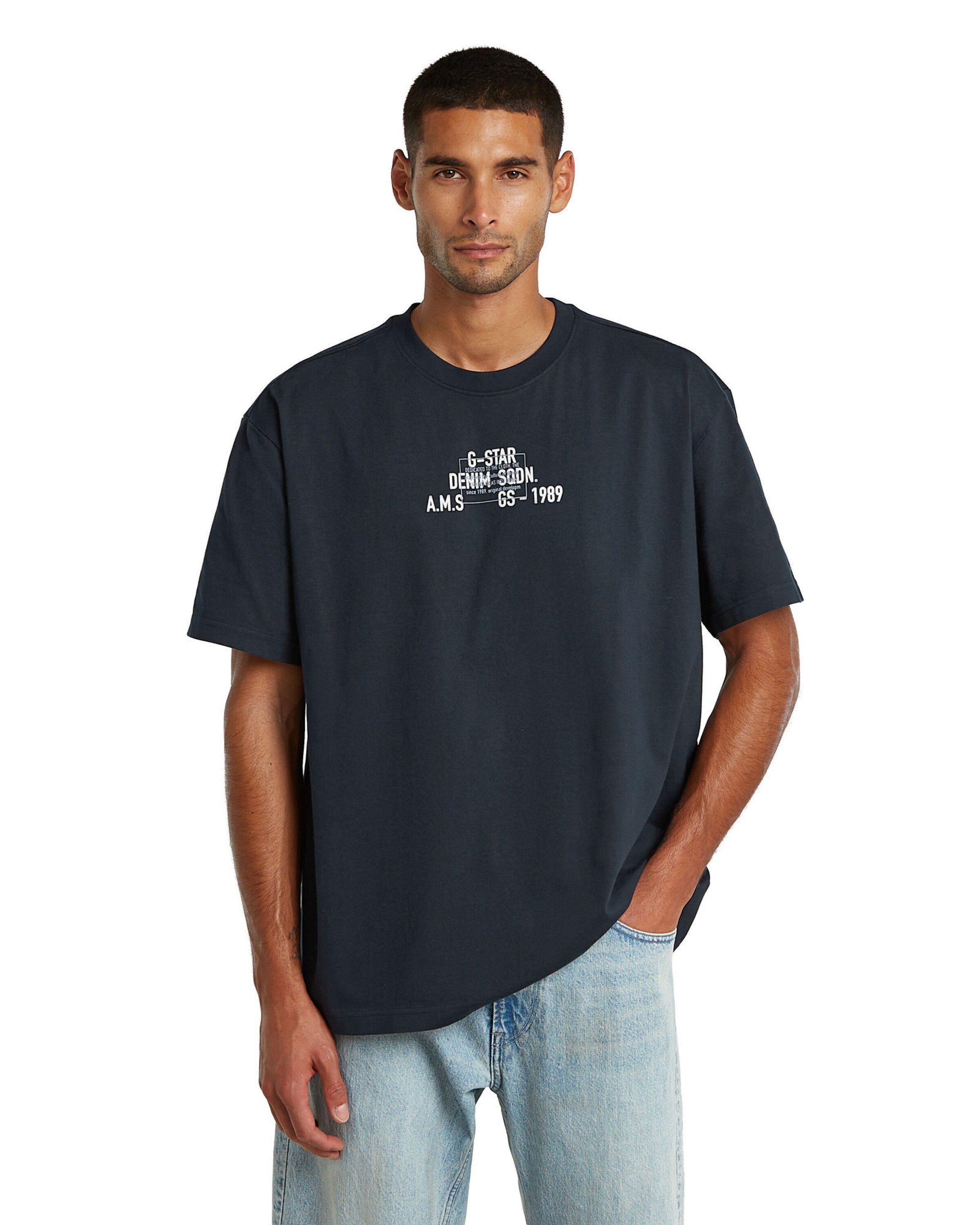 G-STAR T-Shirts - 'Multi Technique Relaxed' in Blau: Vorderseite