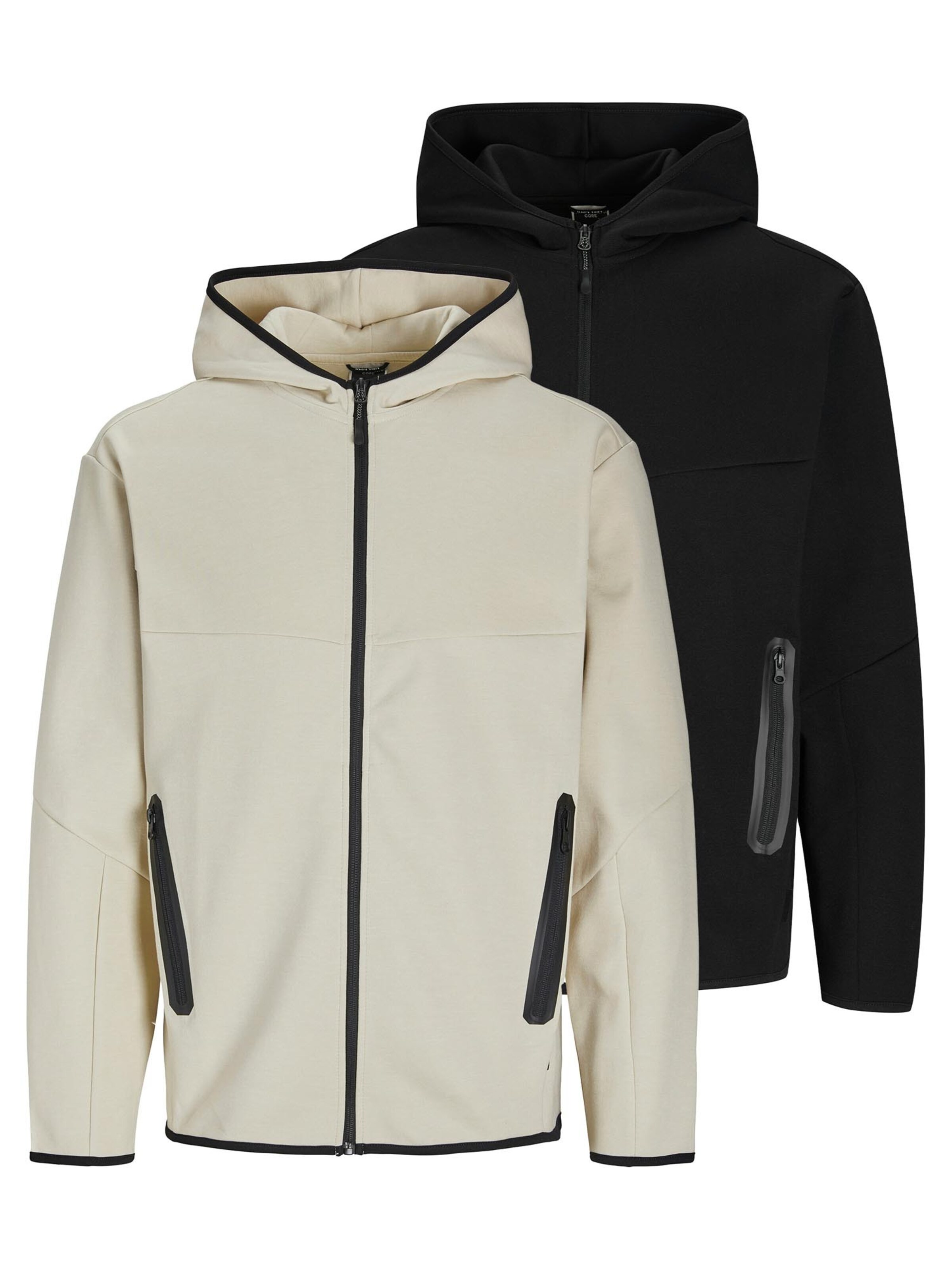 JACK & JONES Sweat jacket 'Fusion' in Beige: front