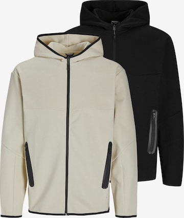 JACK & JONES Sweatjacke 'Fusion' in Beige: Vorderseite