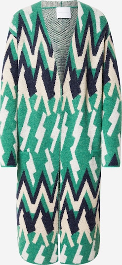 DELICATELOVE Gebreid vest 'ELLE' in de kleur Navy / Jade groen / Natuurwit, Productweergave