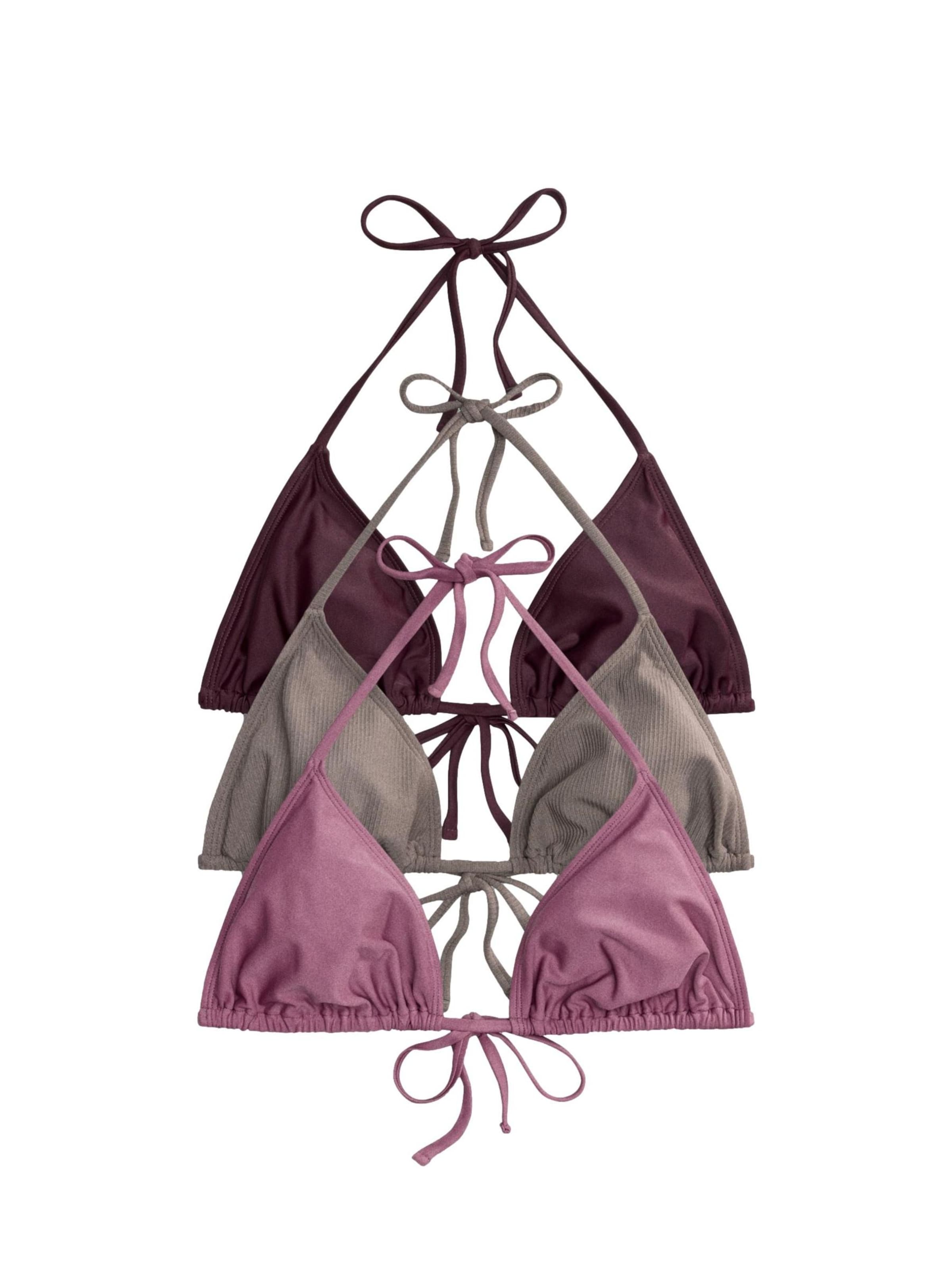 The Set Triangel Bikinitop in Grijs: voorkant