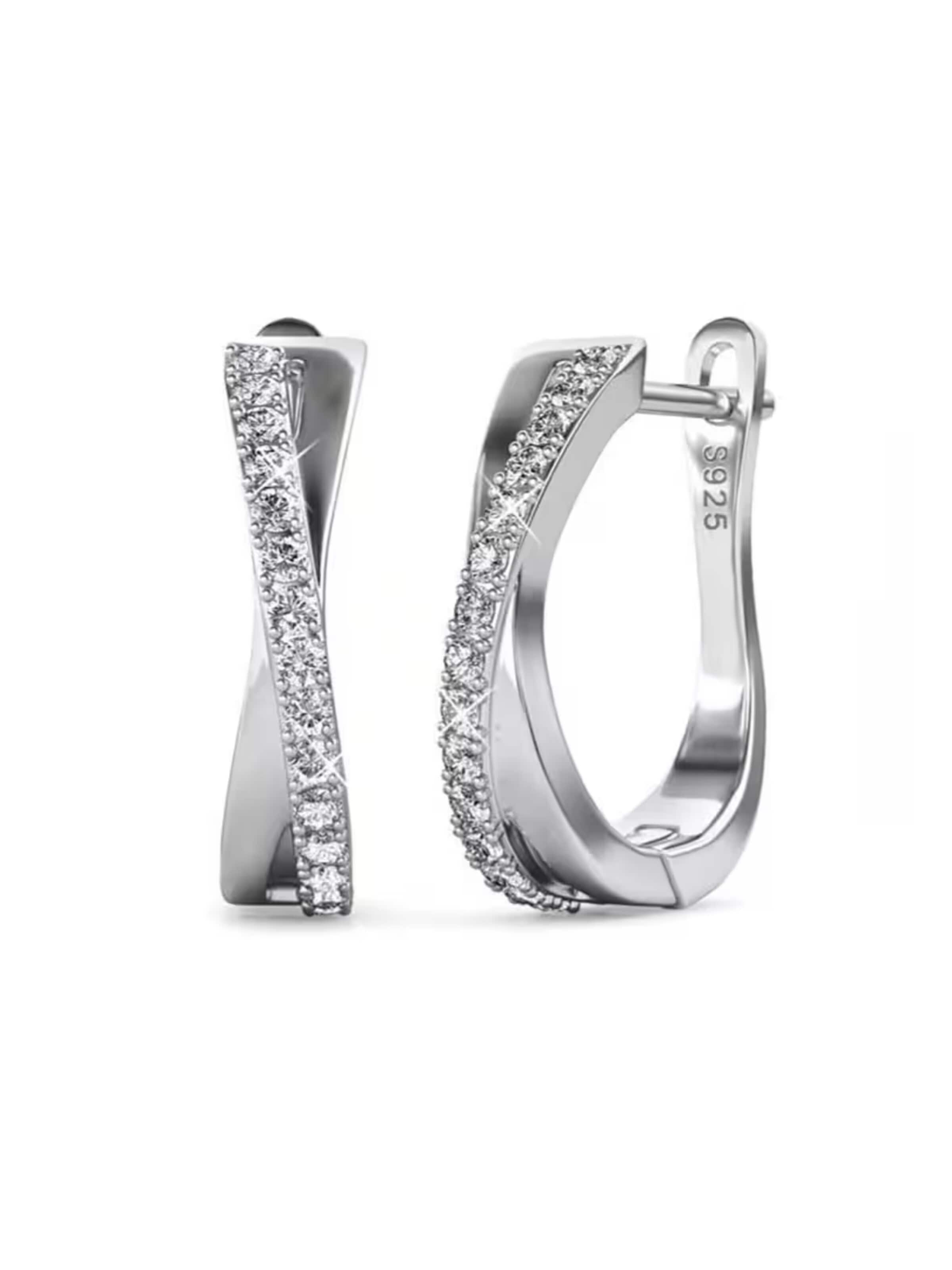 ROUGEMONT Jewellery Earrings 'Funkelnde Creolen Ohrringe 925 sterling Silber' in Silver: front