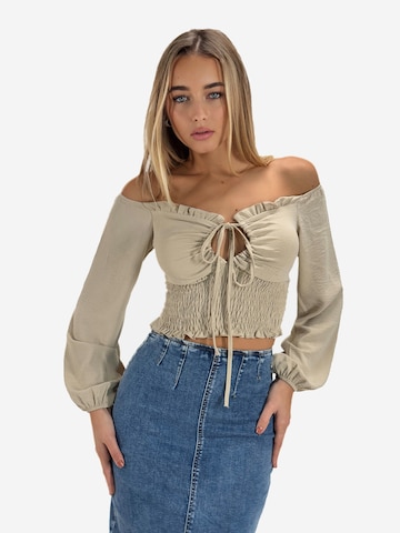 Elara Bluse in Beige: Vorderseite