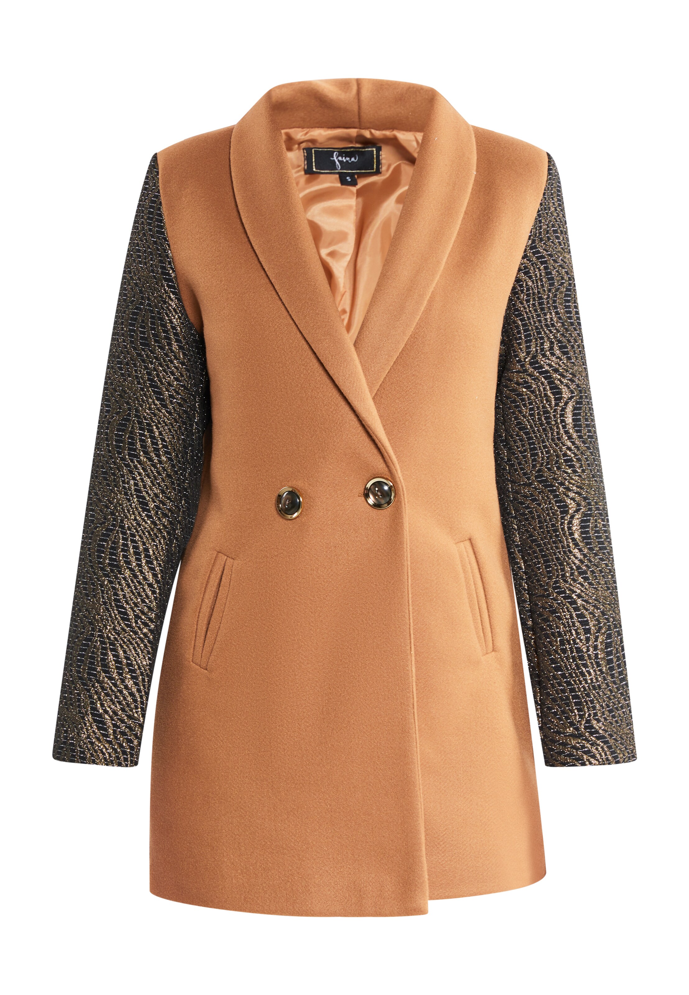 faina Manteau mi-saison en camel / or / noir, Vue avec produit