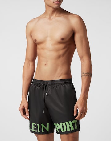 Plein Sport - Calções de banho em preto: frente