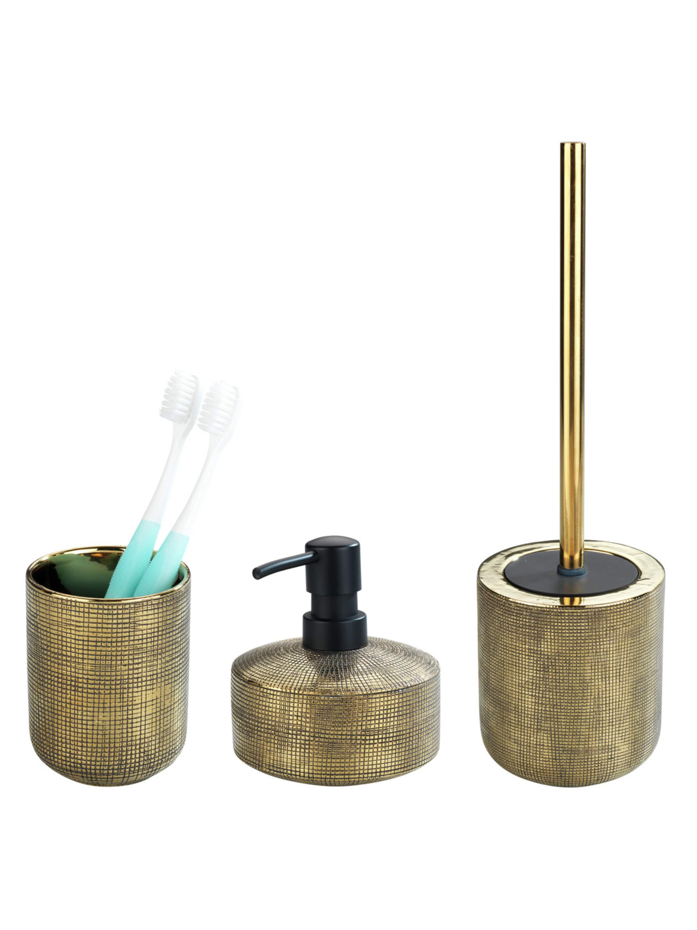 Wenko Bad-Accessoire Set 'Rivara' in Gold: Vorderseite