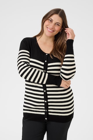 KAFFE CURVE Gebreid vest 'Lizzy' in Zwart: voorkant