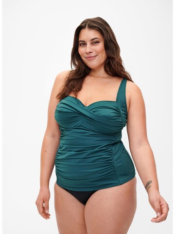 Swim by Zizzi - Soutien de tecido Top de tankini em verde: frente