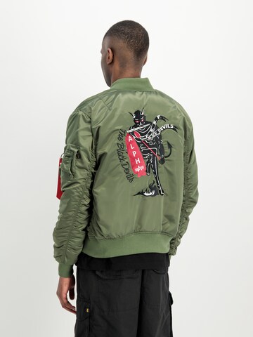 ALPHA INDUSTRIES Between-Season Jacket 'MA-1 Black Devils' in Green: front