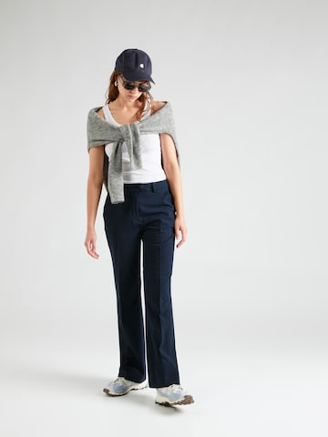 MORE & MORE Flared Trousers with creases in Blue