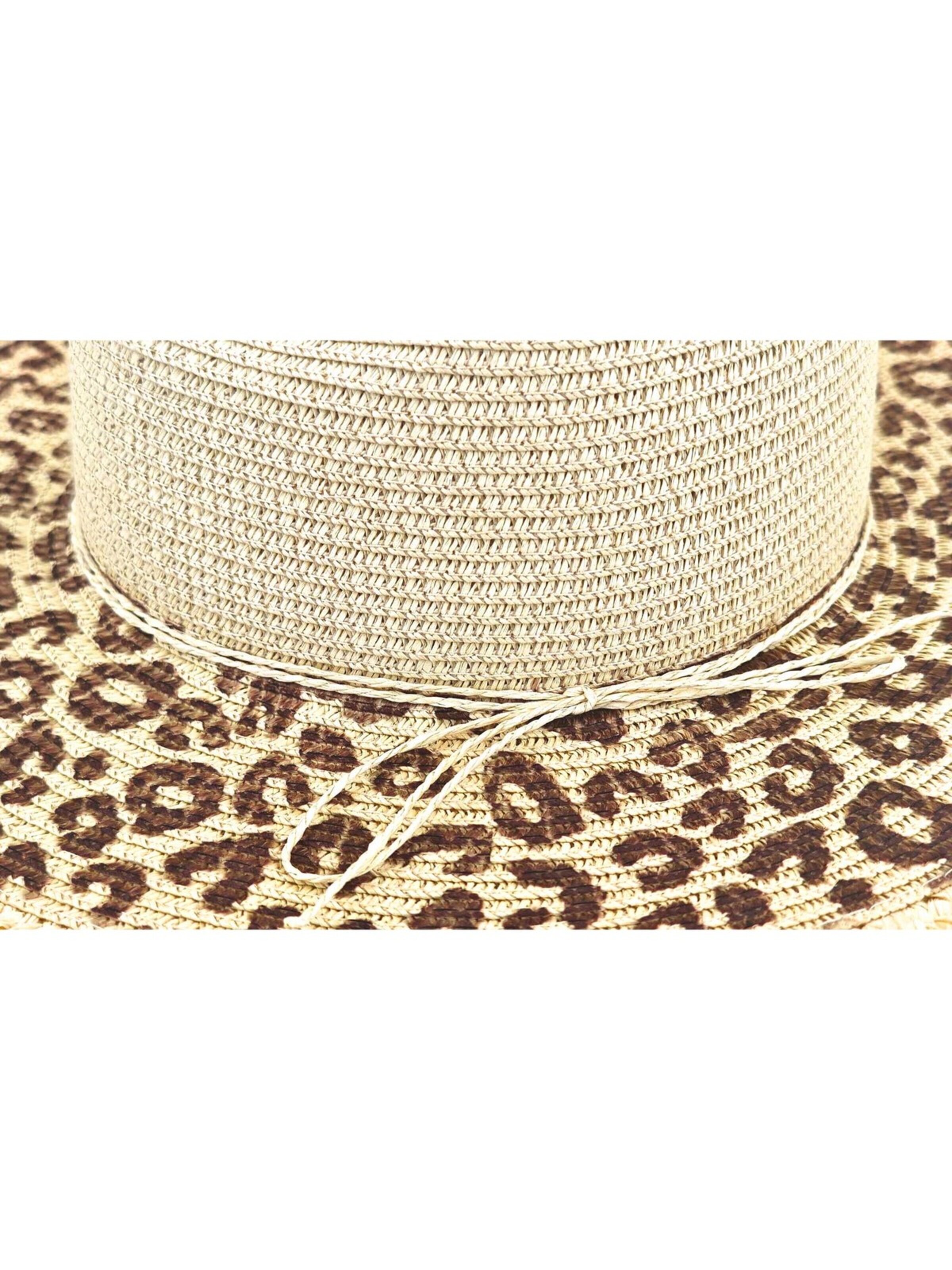 styleBREAKER Hat 'Panama Strohhut mit Leoparden Muster' in Beige