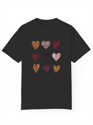 T-shirt 'Women's Summer Short-Sleeve Shirt with Doodle hearts Print Tees' GORHEY en noir : devant