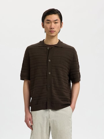 SELECTED Knit cardigan in Brown: front