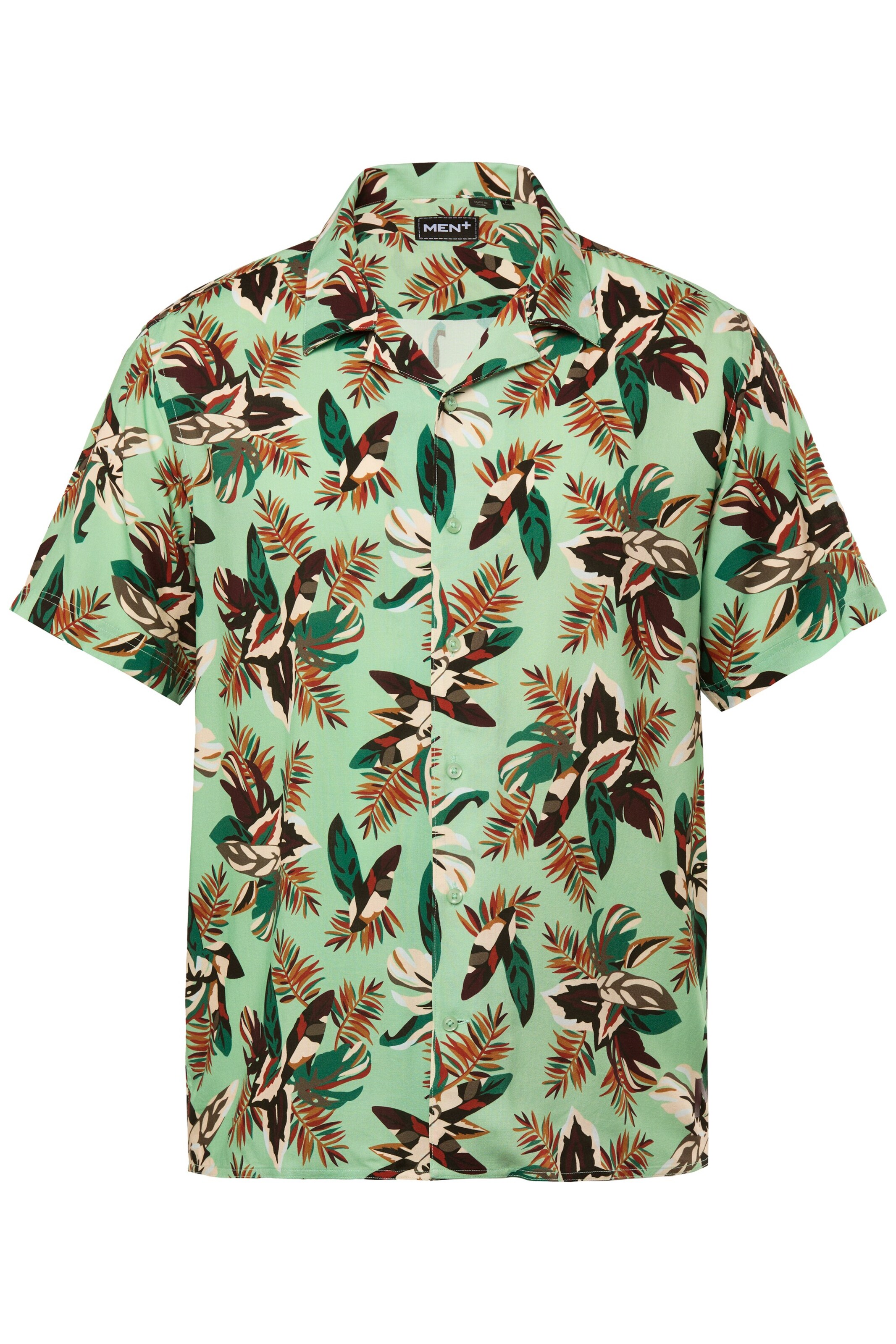 Men Plus Comfort fit Button Up Shirt in Green: front