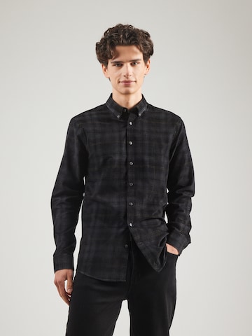 Lindbergh Regular fit Overhemd in Zwart: voorkant