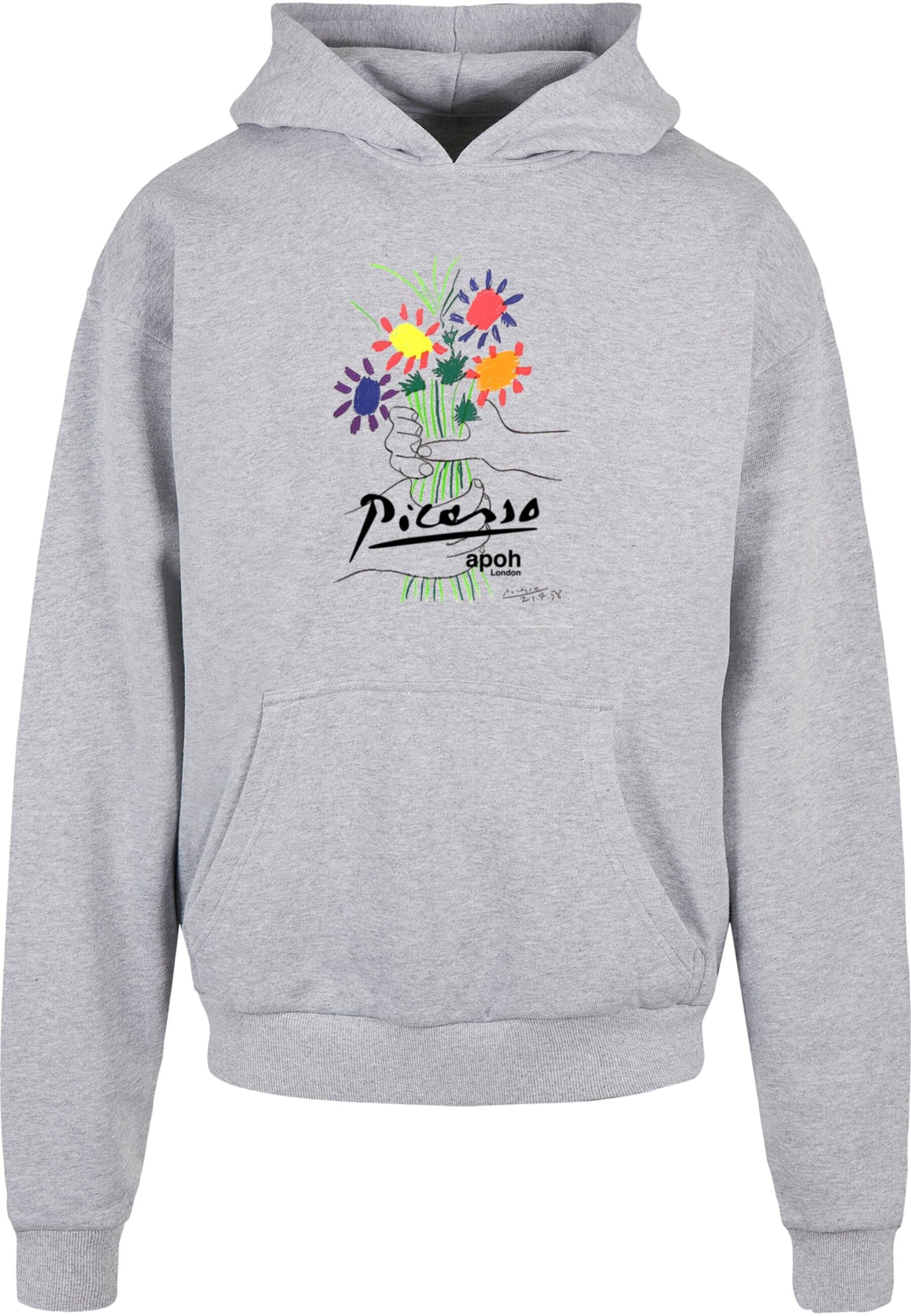 Merchcode Sweatshirt 'Apoh - Picasso Flowers of Peace' in Grau: Vorderseite