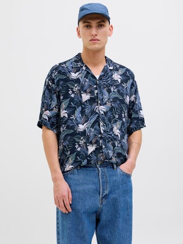 JACK & JONES Классический крой Рубашка 'JJEJeff Tropical' в Синий: спереди