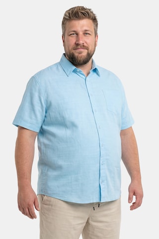 Men Plus Comfort fit Button Up Shirt in Blue