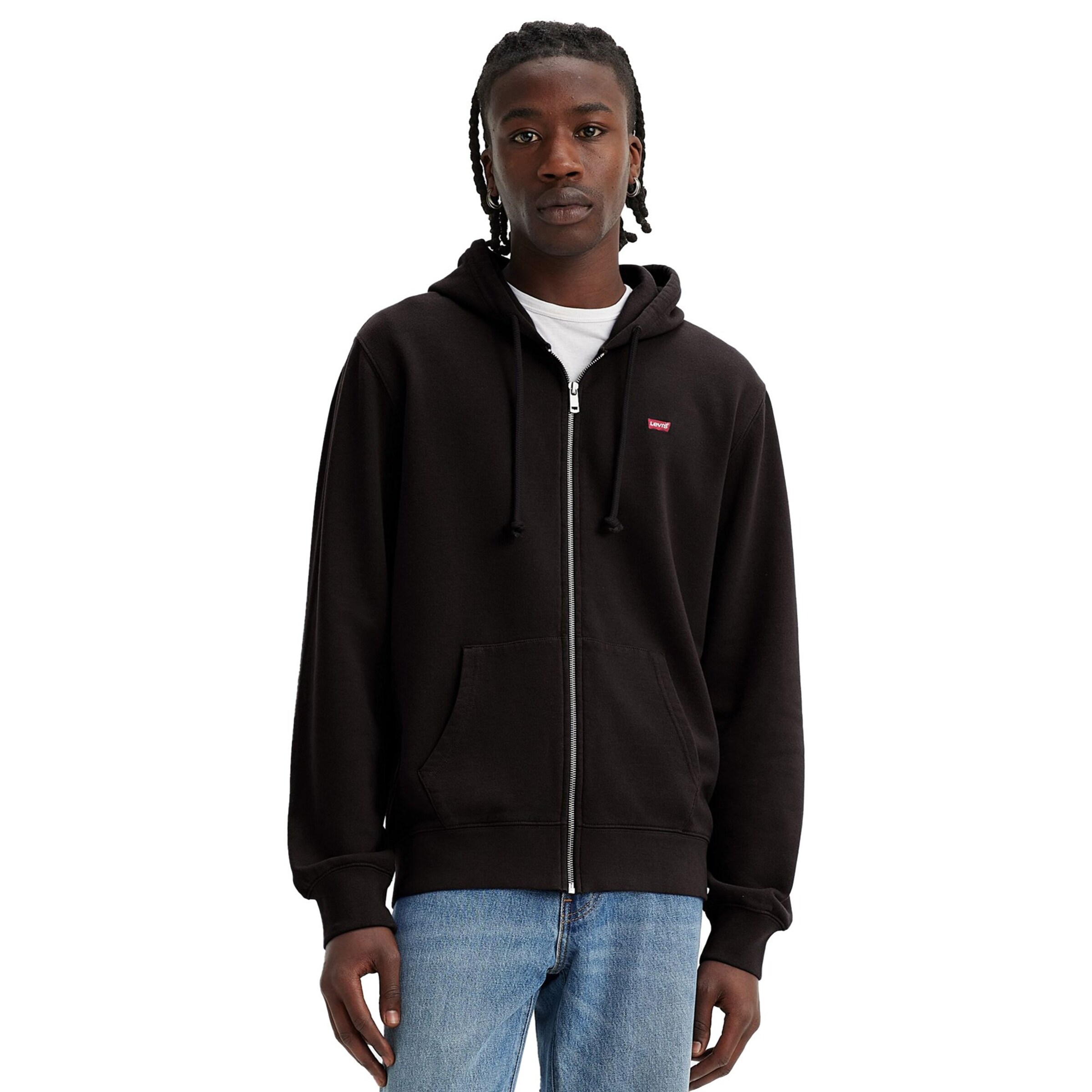 LEVI'S ® Regular fit Sweatvest 'New Original Zip Up' in Zwart: voorkant