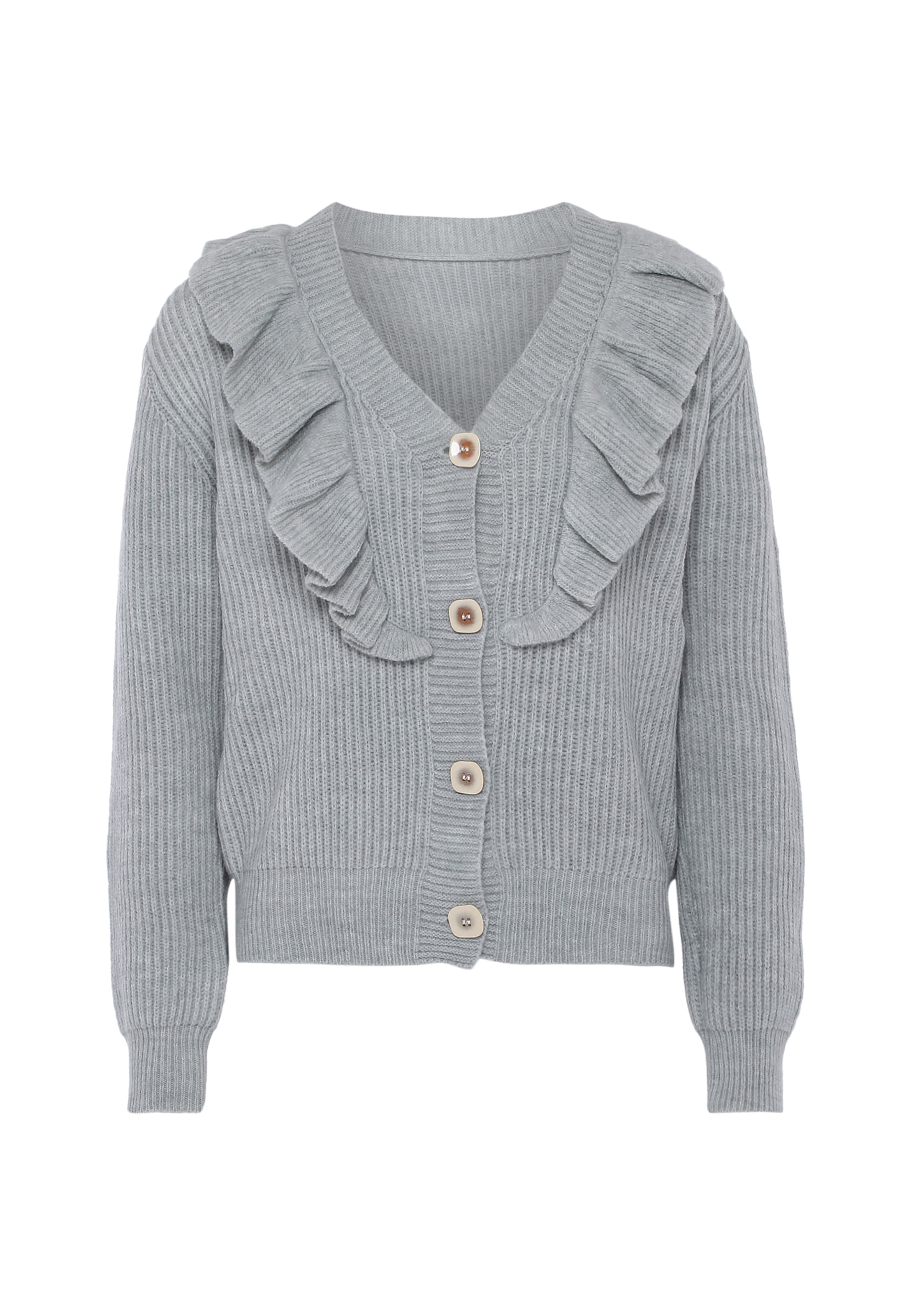 caspio Gebreid vest in Grijs: voorkant