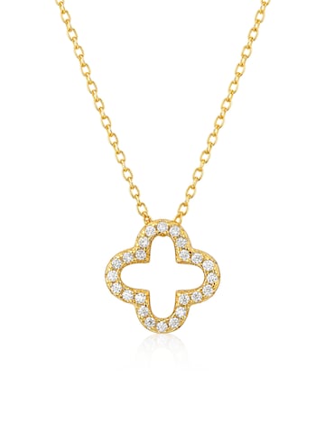 Staufergold Kette 'Moissanit Halskette „Clover“ – Offenes Kleeblatt'‌‌ in Gold: Vorderseite