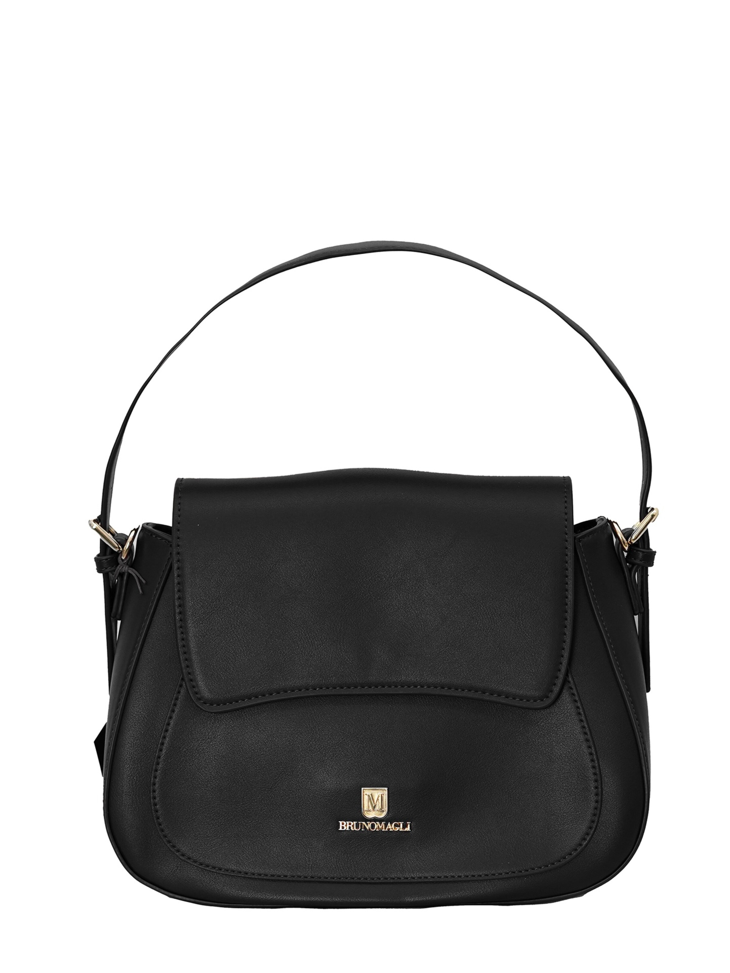 Borsa a mano 'Borsa a Mano Bruno Magli Grazia Saddle Eco-Leather Bottone Magnetico' di Bruno Magli in nero: frontale