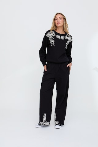 RAFFYA Wide Leg Hose 'Marmalade' in Schwarz