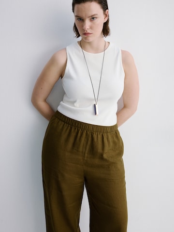 MANGO Loosefit Bukser 'Lino' i grøn