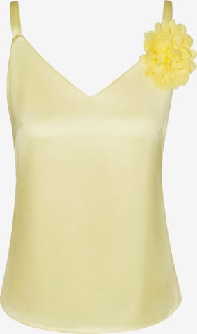 Haut 'V-Neck Satin Top with 3D Flower Detail' REGINA FASHION en jaune : devant