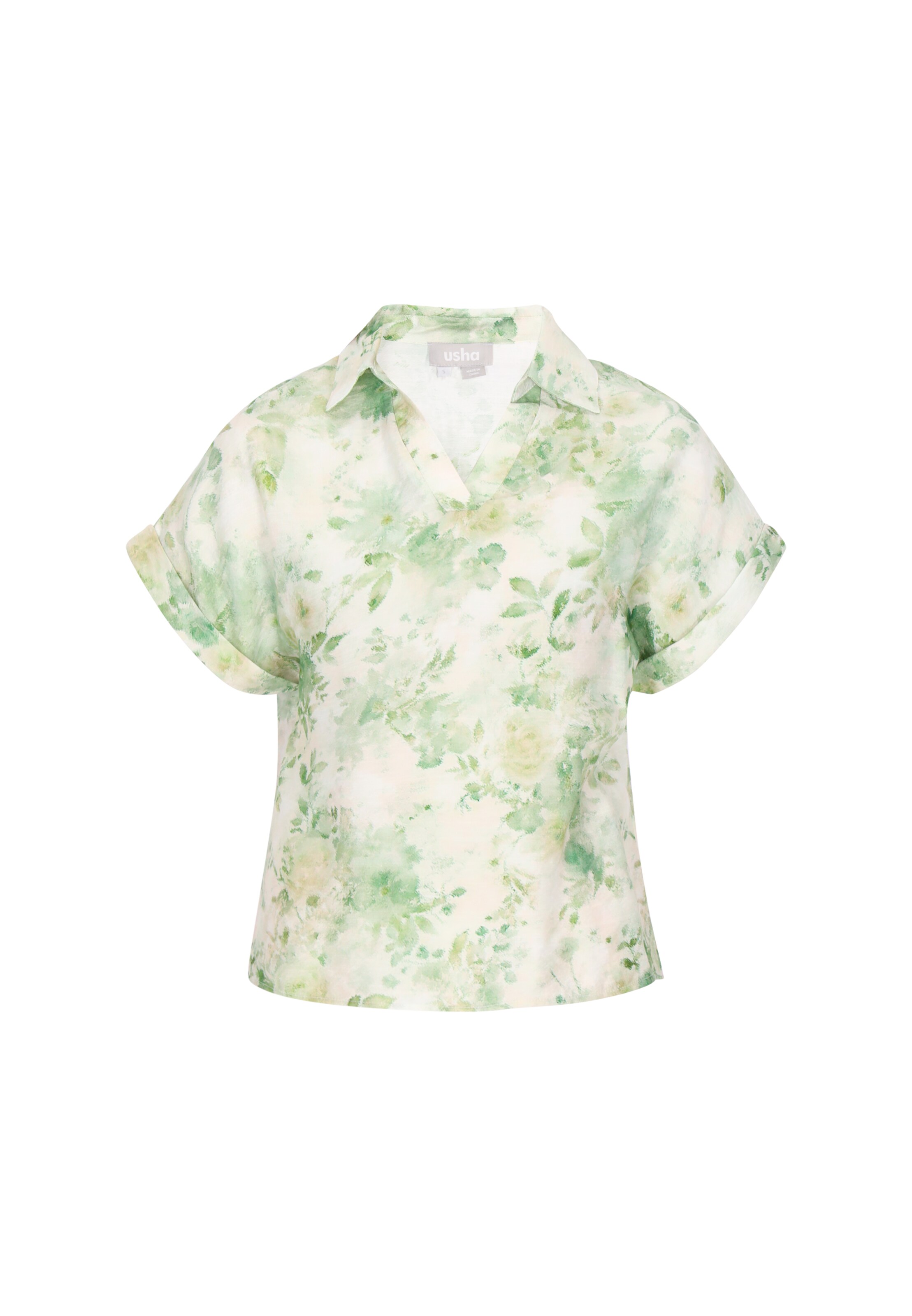 Usha Chemisier en beige / vert / vert clair, Vue avec produit