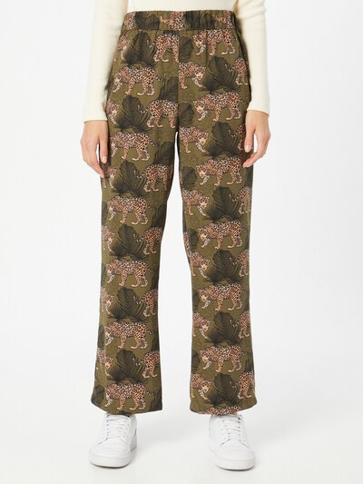 JDY Hose 'MALENE' in hellbraun / dunkelgrün / schwarz / weiß, Modelansicht