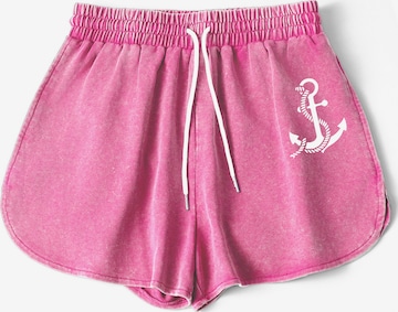 GORHEY Broek 'Women Summer Casual Drawstring Comfy Dressy Lounge Beach Vacation Print Shorts' in Roze: voorkant