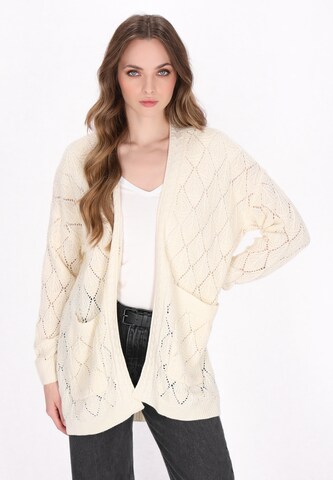 Cardigan 'Comfy' DreiMaster Vintage en blanc : devant