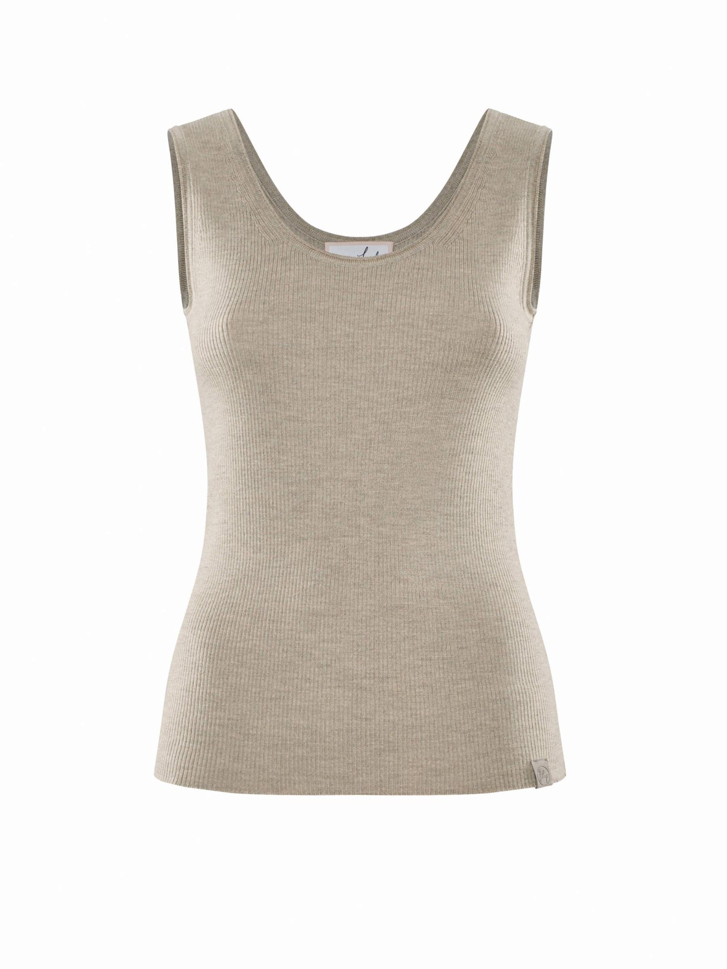 Tops en tricot 'TOP BLOSSOM - Geripptes Merino Top mit Rundhals' YOU LOOK PERFECT en gris : devant