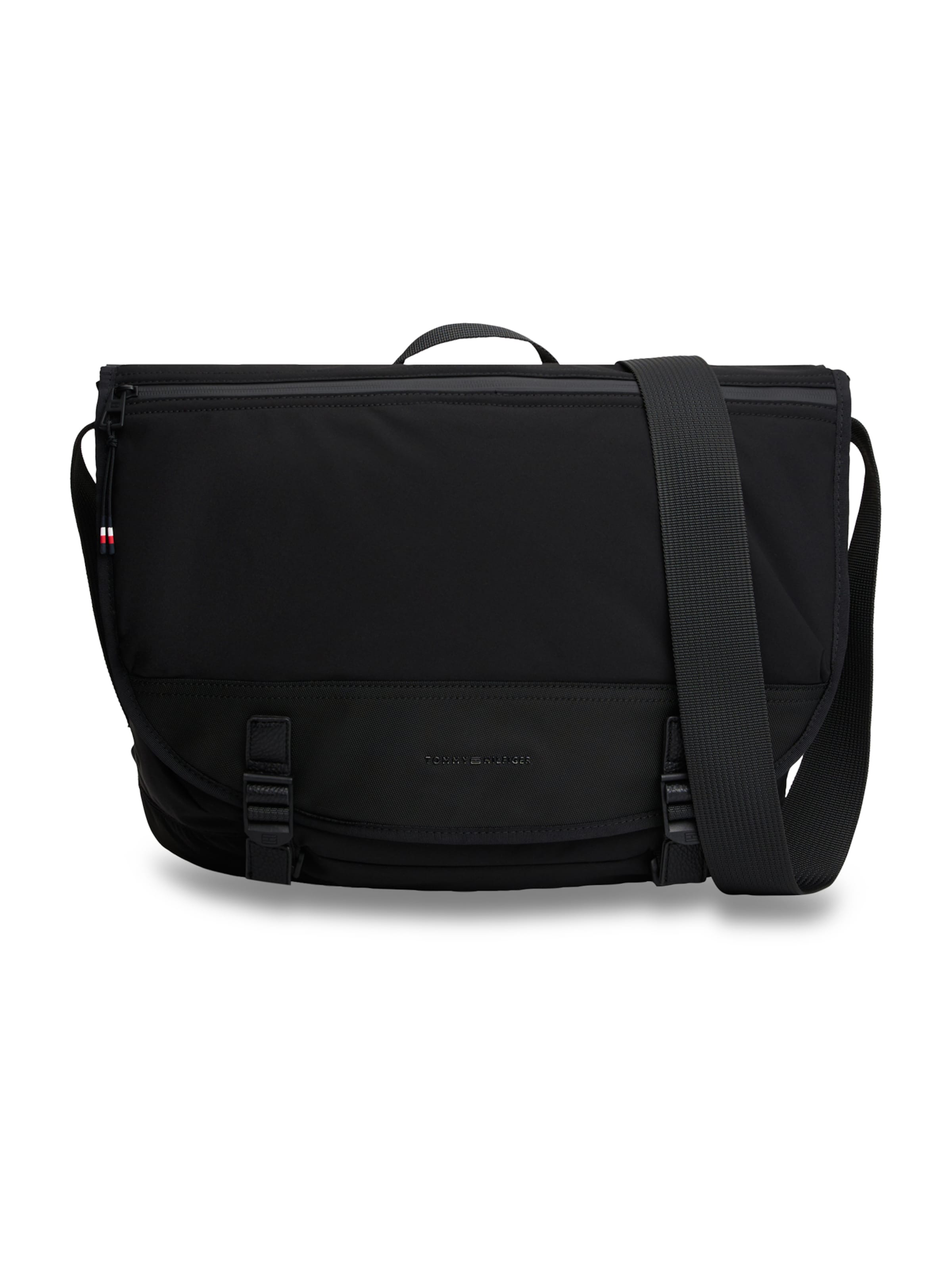 Borsa messenger di TOMMY HILFIGER in nero: frontale