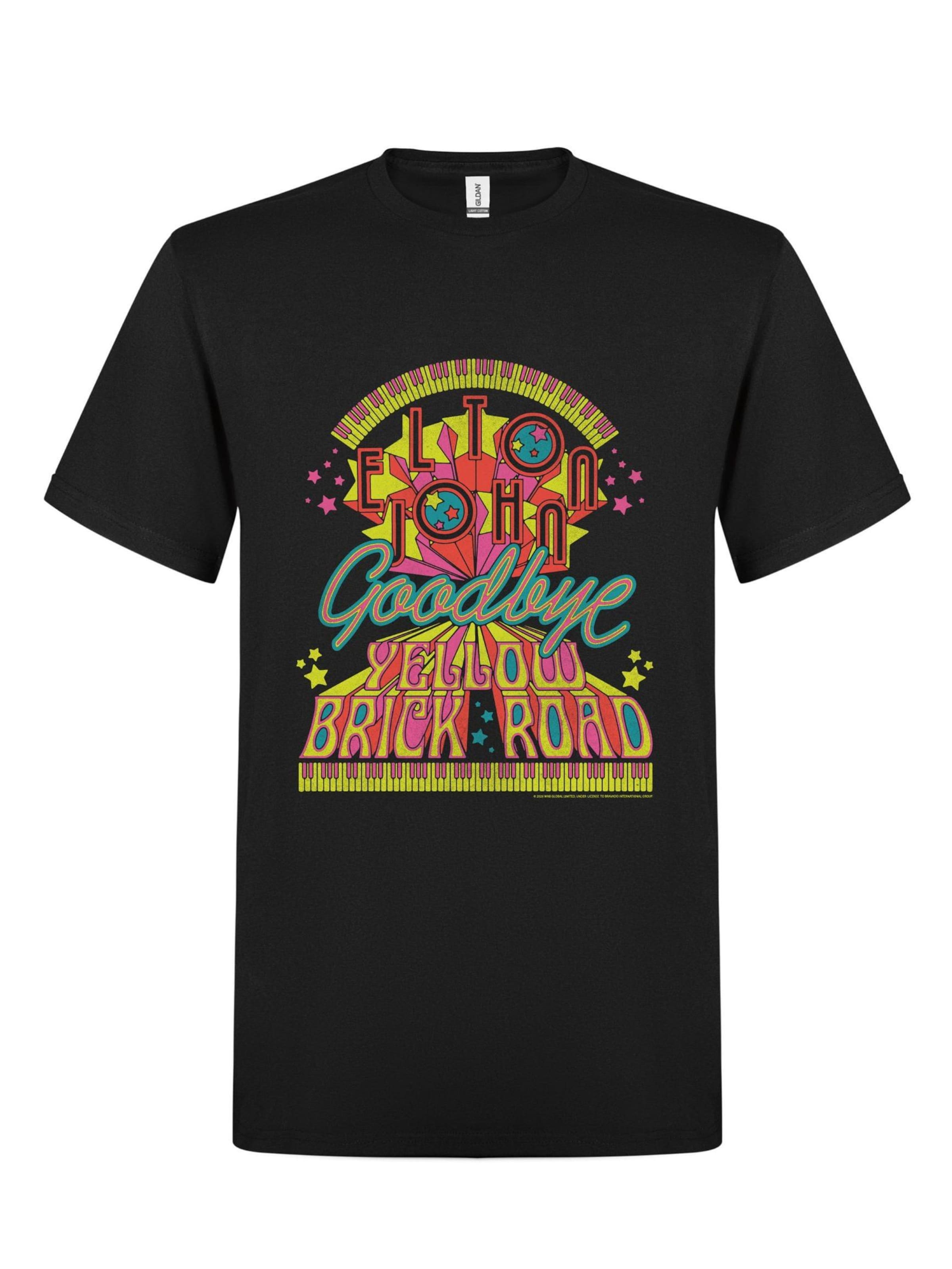 Rockshirts Shirt 'Elton John Goodbuy Yellow Brick Road T-Shirt'‌‌‌‌‌‌‌ in Schwarz: Vorderseite
