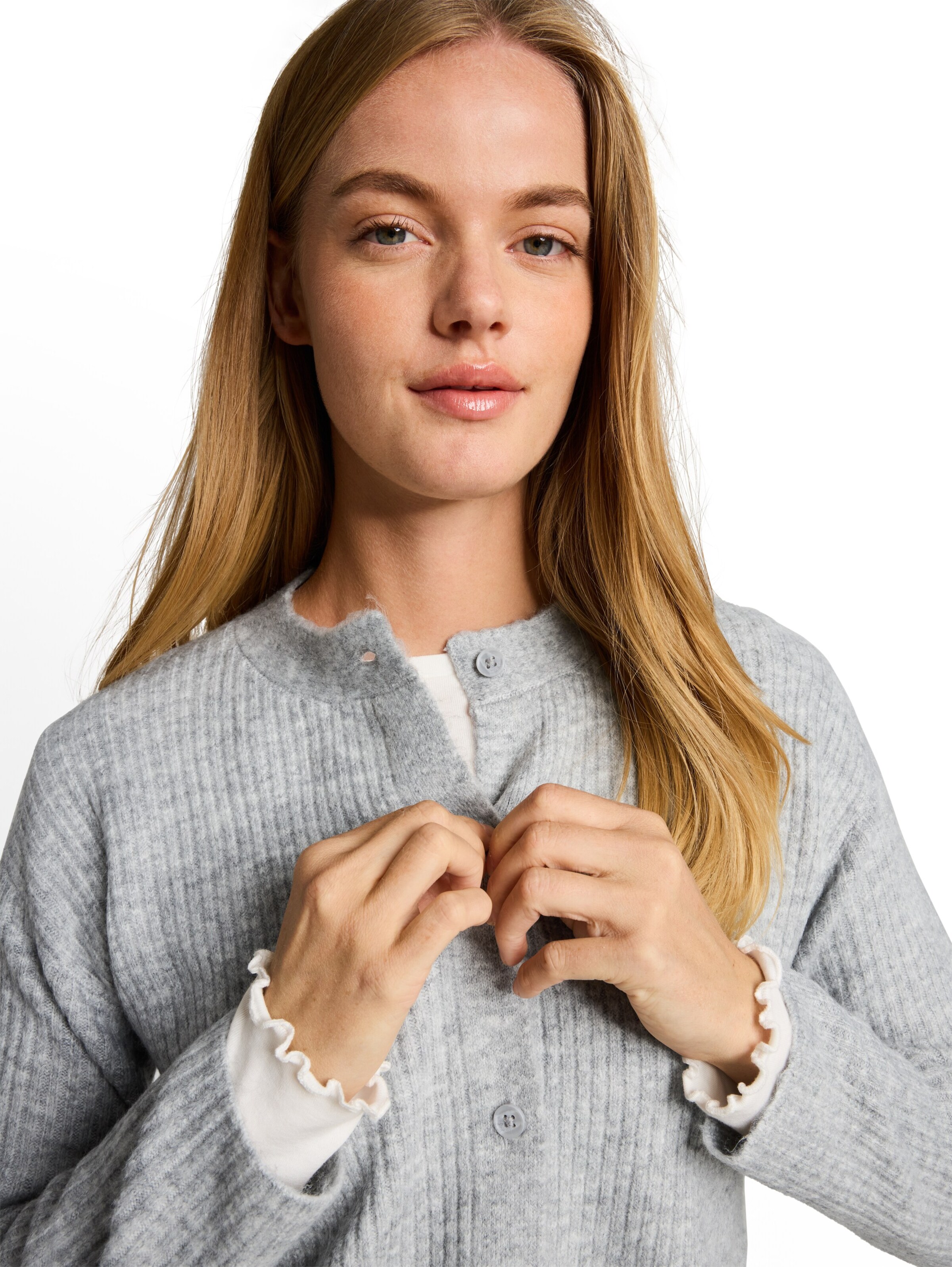 pelēks TOM TAILOR DENIM Adīta jaka