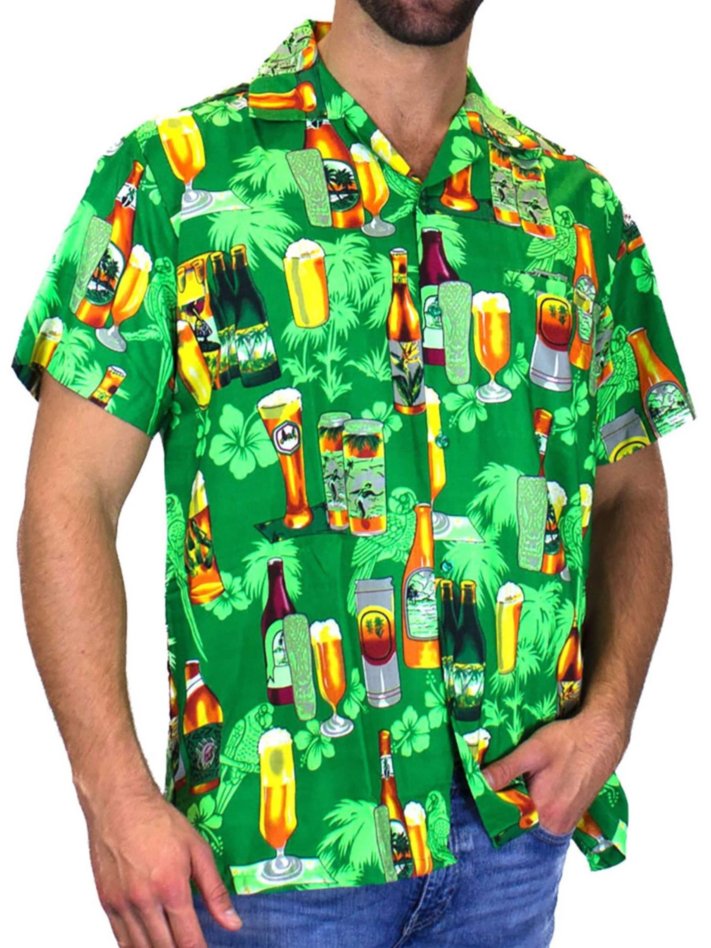 Maglietta 'Beerbottle' di King Kameha in verde: frontale