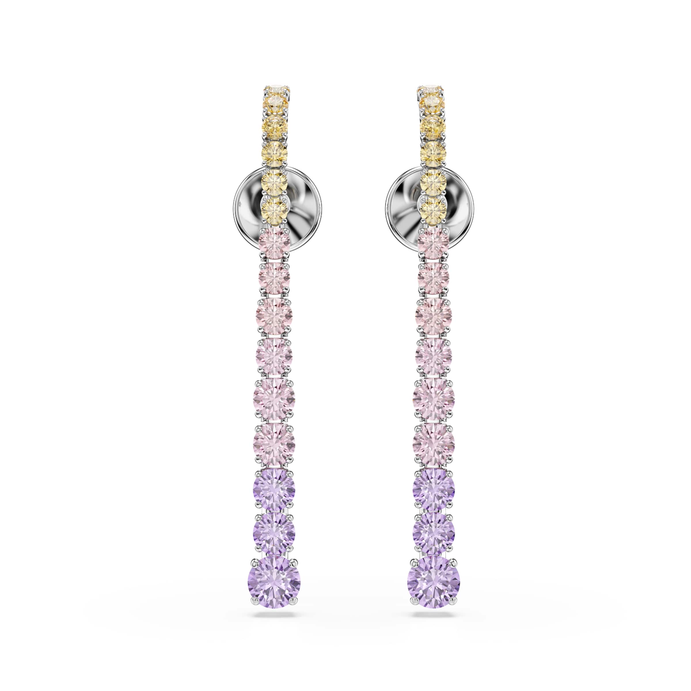 Swarovski Boucles d'oreilles en jaune / lavande / rose / argent, Vue avec produit