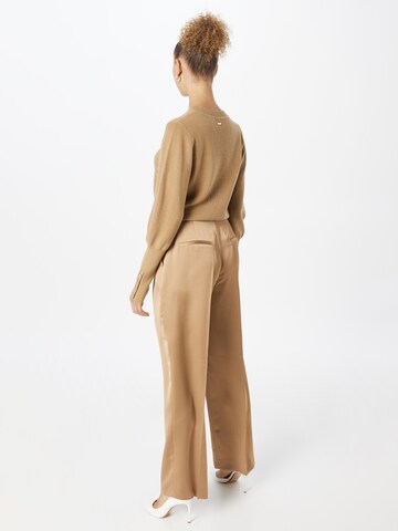 BOSS Black Wide leg Pleated Pants 'Tesatina' in Beige