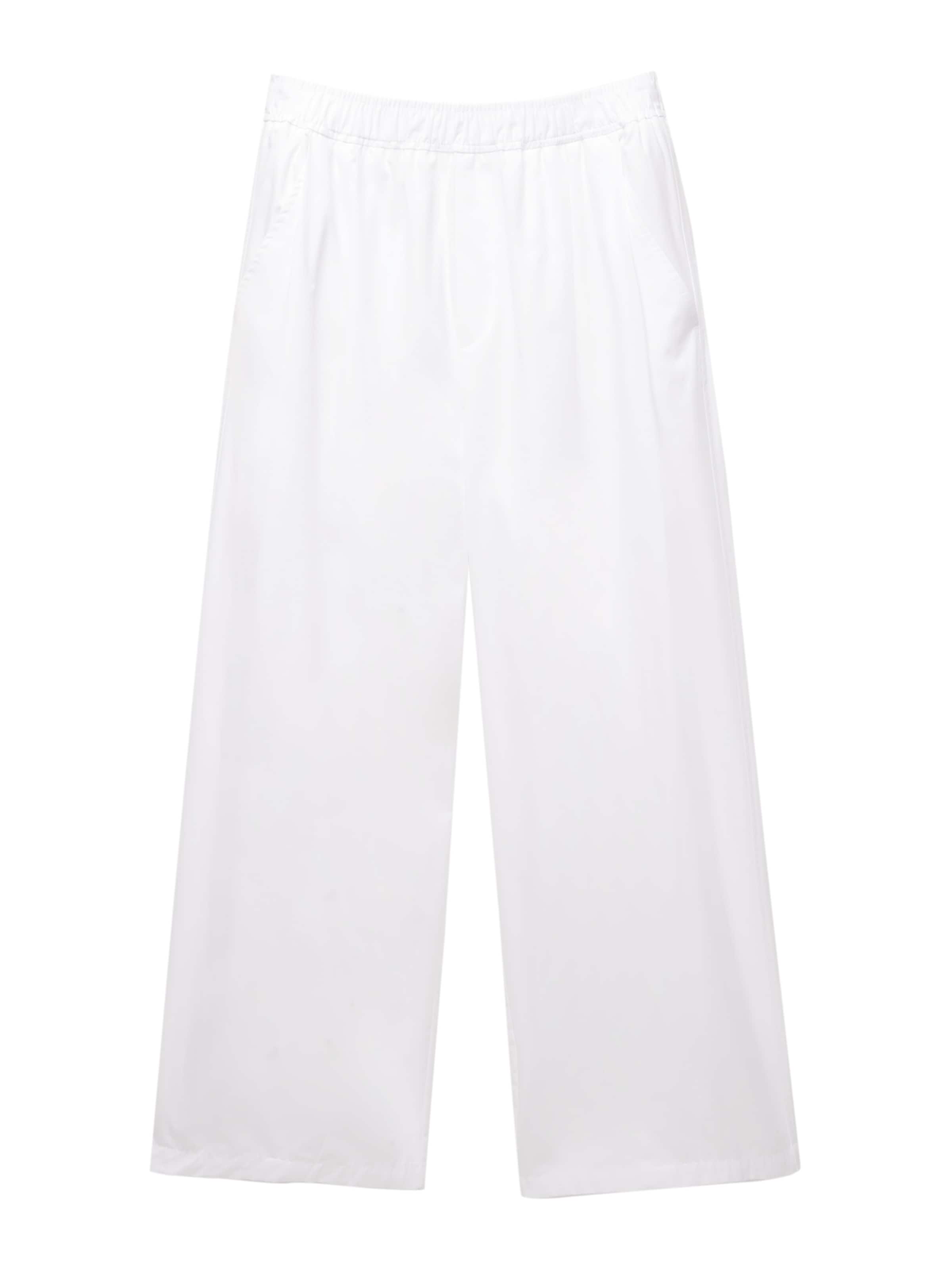 Pull&Bear Широки крачоли Панталон в бяло: отпред