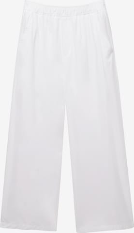 Pull&Bear Wide Leg Housut värissä valkoinen: etupuoli