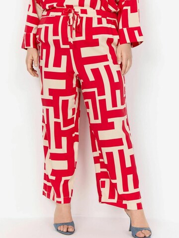 Wasabi Concept Wide leg Broek 'Alva' in Rood: voorkant
