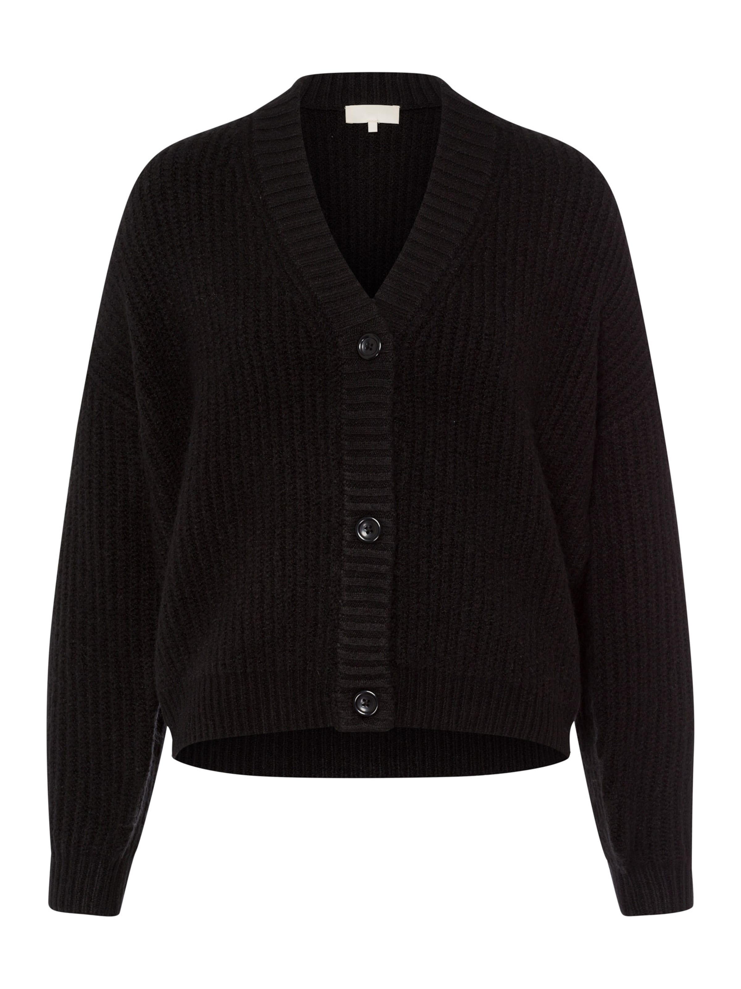 Les Lunes Gebreid vest 'Margoot' in Zwart: voorkant